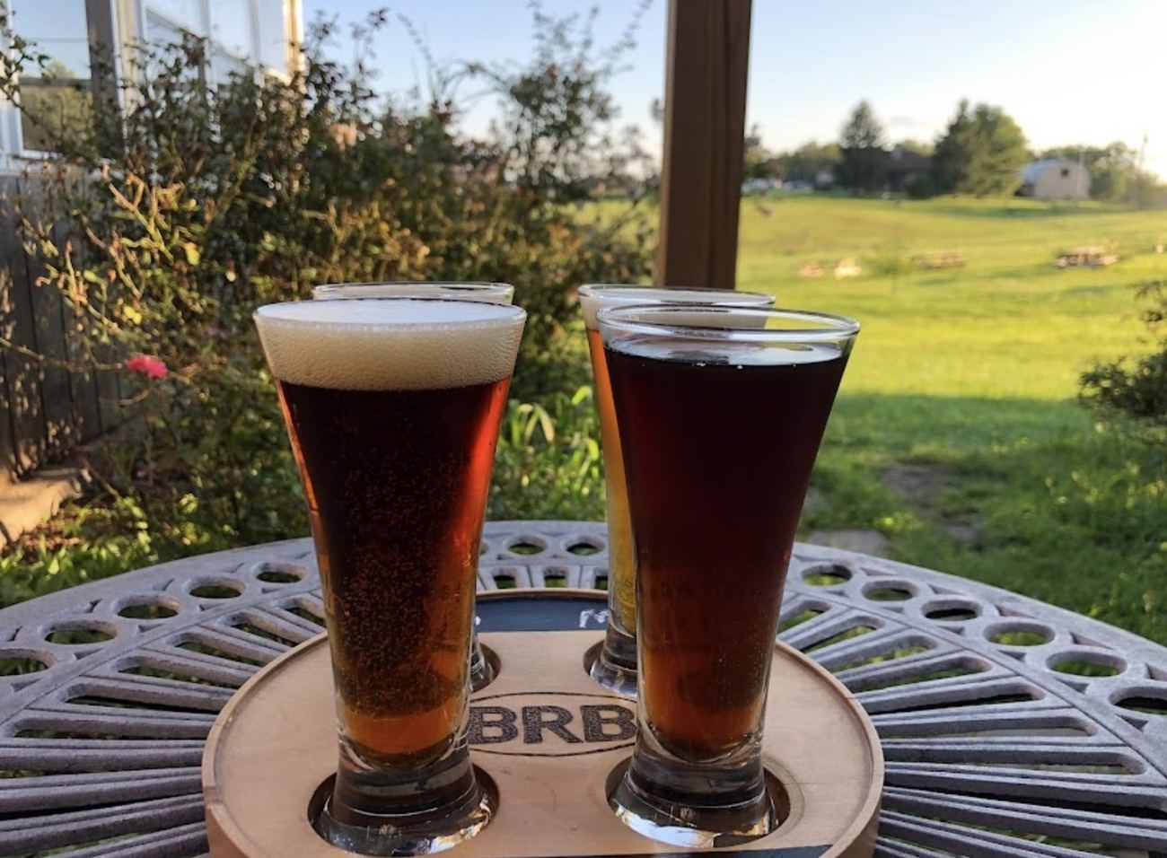 A flight on the patio at golden hour