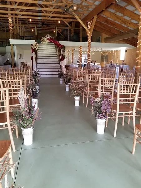 The ceremony aisle inside the Big Barn
